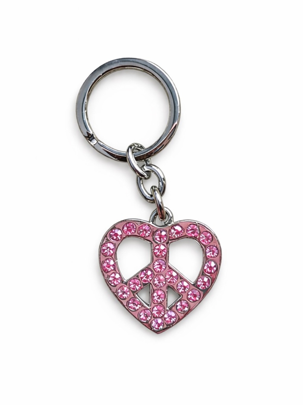Coach Pink Crystal Heart Piece Sign Keychain